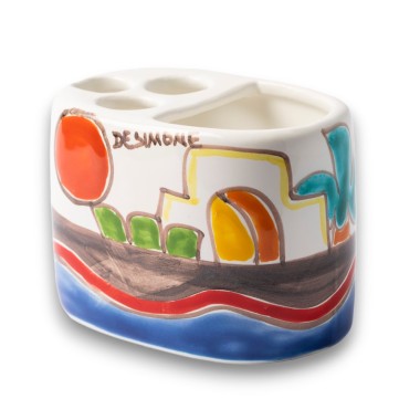 Portaspazzolini fatto a mano Dammusi ceramiche de simone Portaspazzolini fatto a mano Dammusi ceramiche de simone